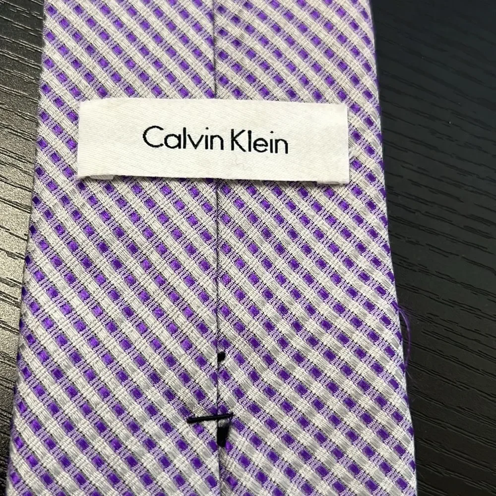 Men's Calvin Klein Purple and Silver Silk Tie